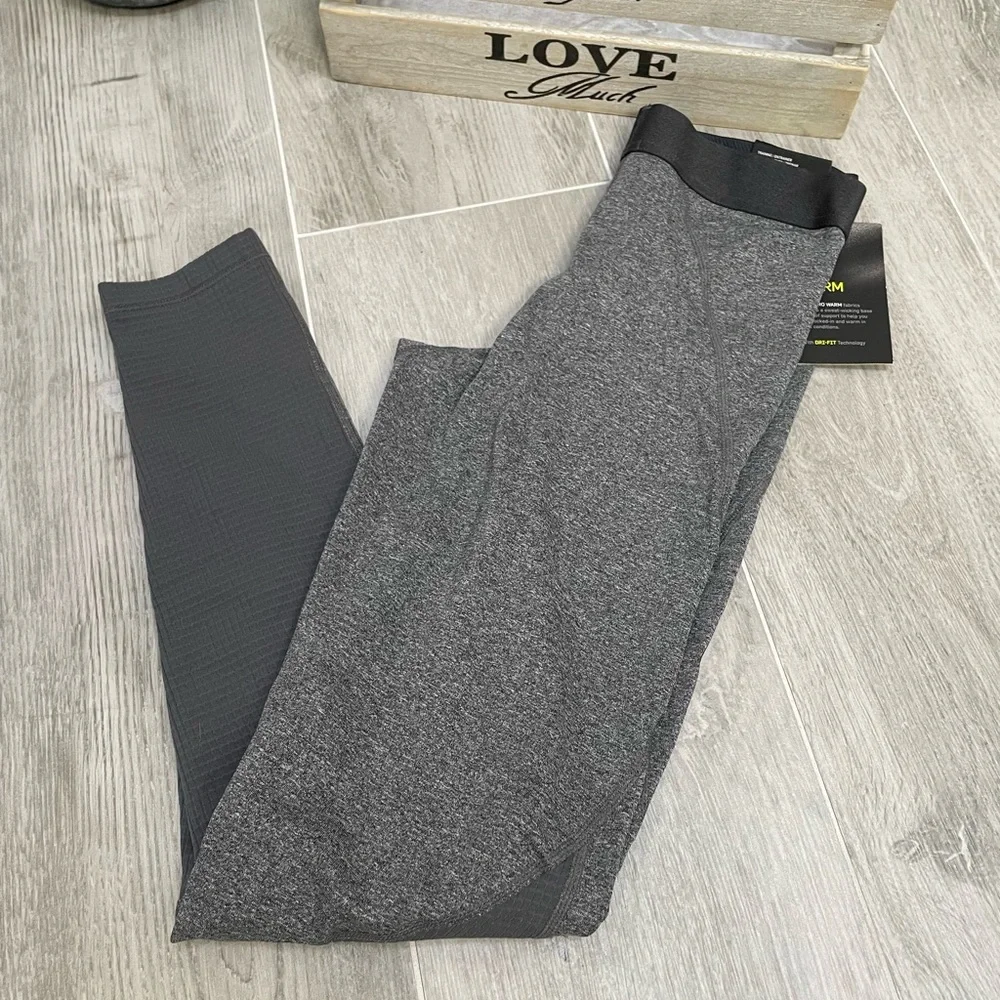Nike Pro Warm Womens Small Gray Heather Dri FIT Training Tights Leggings NWT